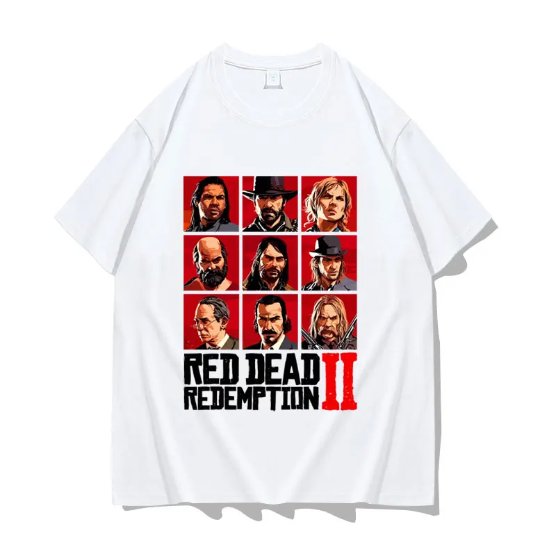 الأحمر الميت الفداء 2 نمط طباعة الطرفية GTA5 السرقة الكبرى السيارات آرثر مورغان قصيرة الأكمام تي شيرت الملابس تي شيرت