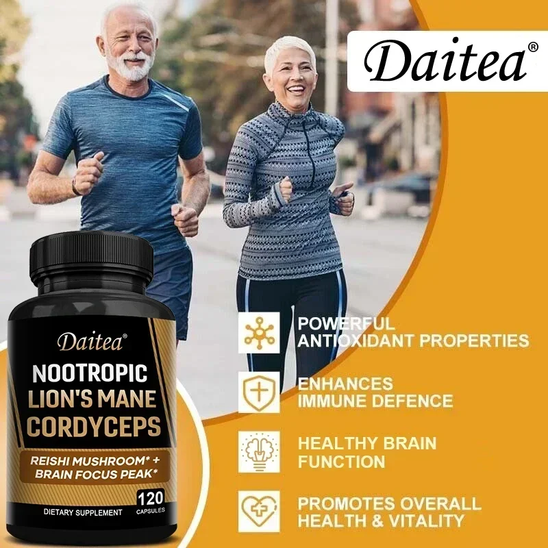 Daitea-Cordyceps مكمل الدماغ ، بدة الأسد ، جهاز المناعة الداعم و منشط الذهن ، للطاقة الطبيعية والذاكرة ودعم رفع