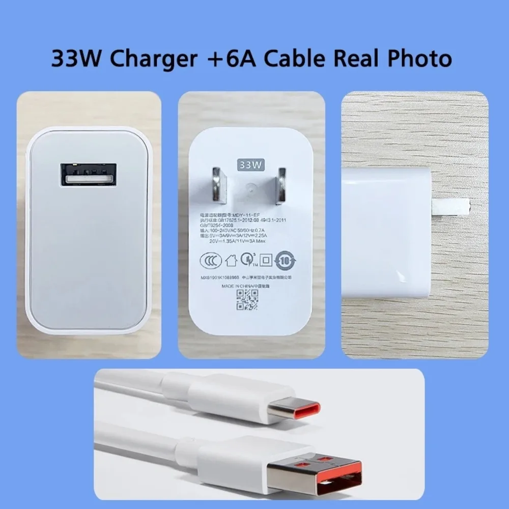 Xiaomi Mijia 33W Charger EU Adapter Turbo Fast Charge USB Type C Cable Poco X5 X4 M5S X3 Pro Redmi Note 12 13 12R 13R