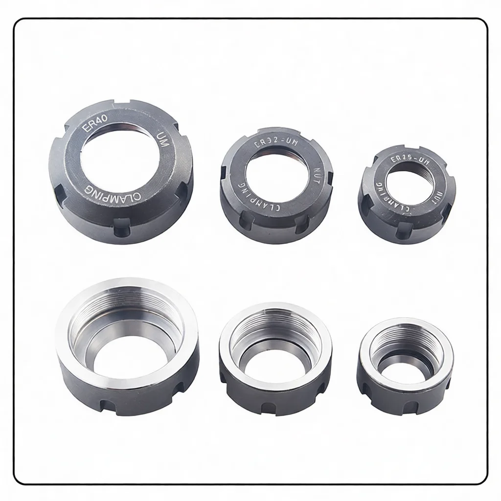 High Stability ER Nut For CNC Milling Tool Holder ER8 ER11 ER16 ER20 ER25 ER32 ER40 Series Precision Clamping Fastener Spare