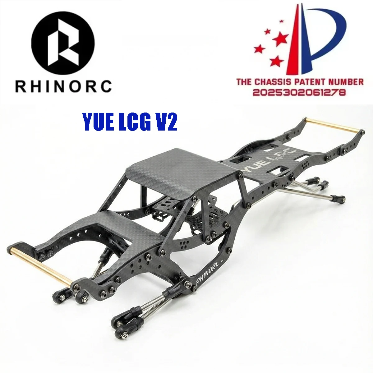 RhinoRC YUE LCG V2 Carbon Fiber RC Crawler Chassis Kit with Capra Axles Shaft Driver Gearbox for RC Crawling Enthusiasts