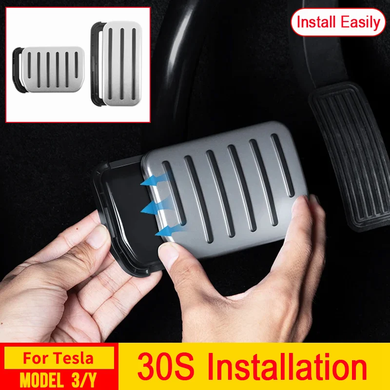 Easy Install Brake Accelerator Pedal Cover for Tesla Model Y 2023-2025 Launch Model 3 Highland Aluminum Foot Pad Car Accessories