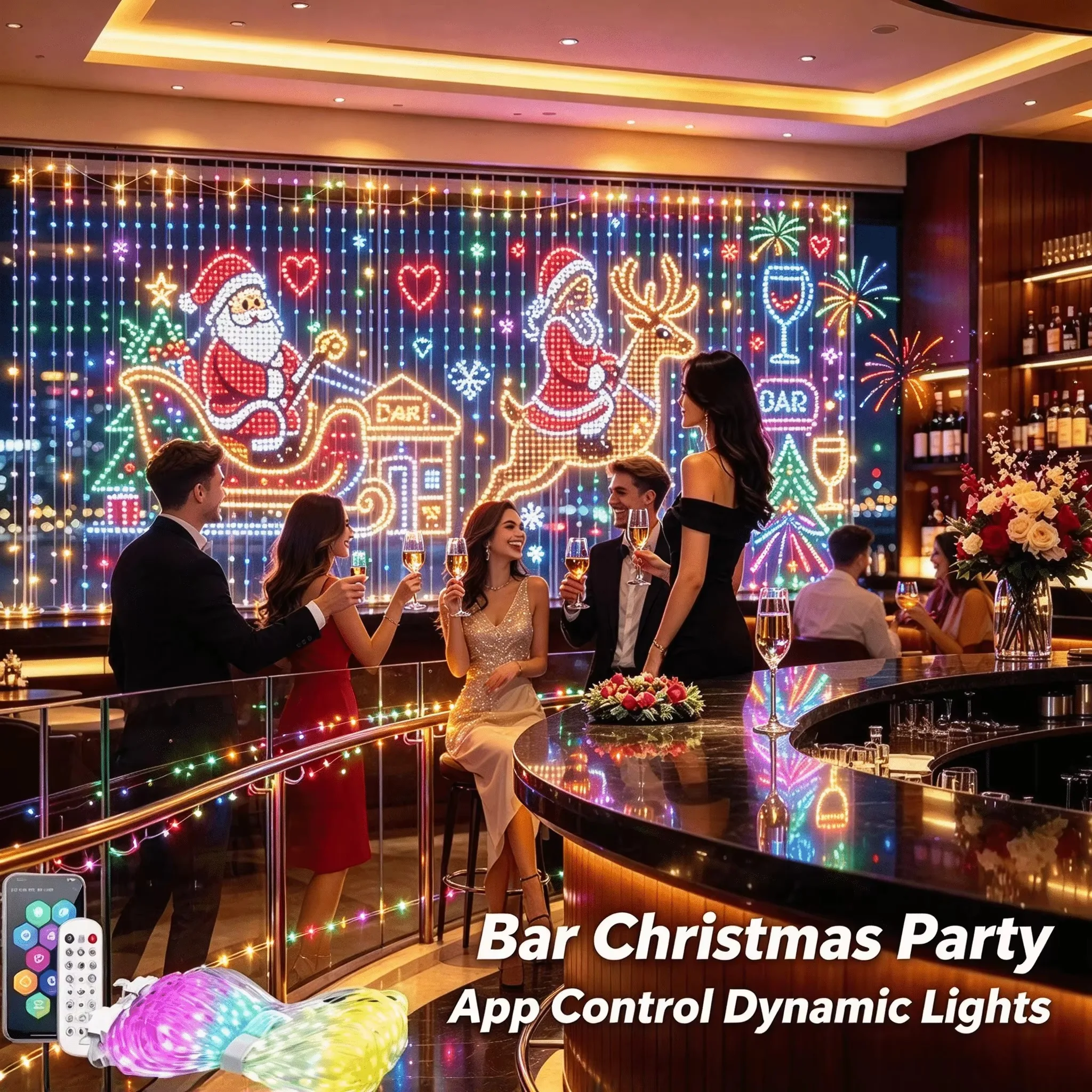 400個のledを使用したスマートledストリングライト。カーテンやガーランドとして使用可能。bluetoothアプリで制御。クリスマス、diy、写真の展示、パーティー、結婚式などの装飾に最適。