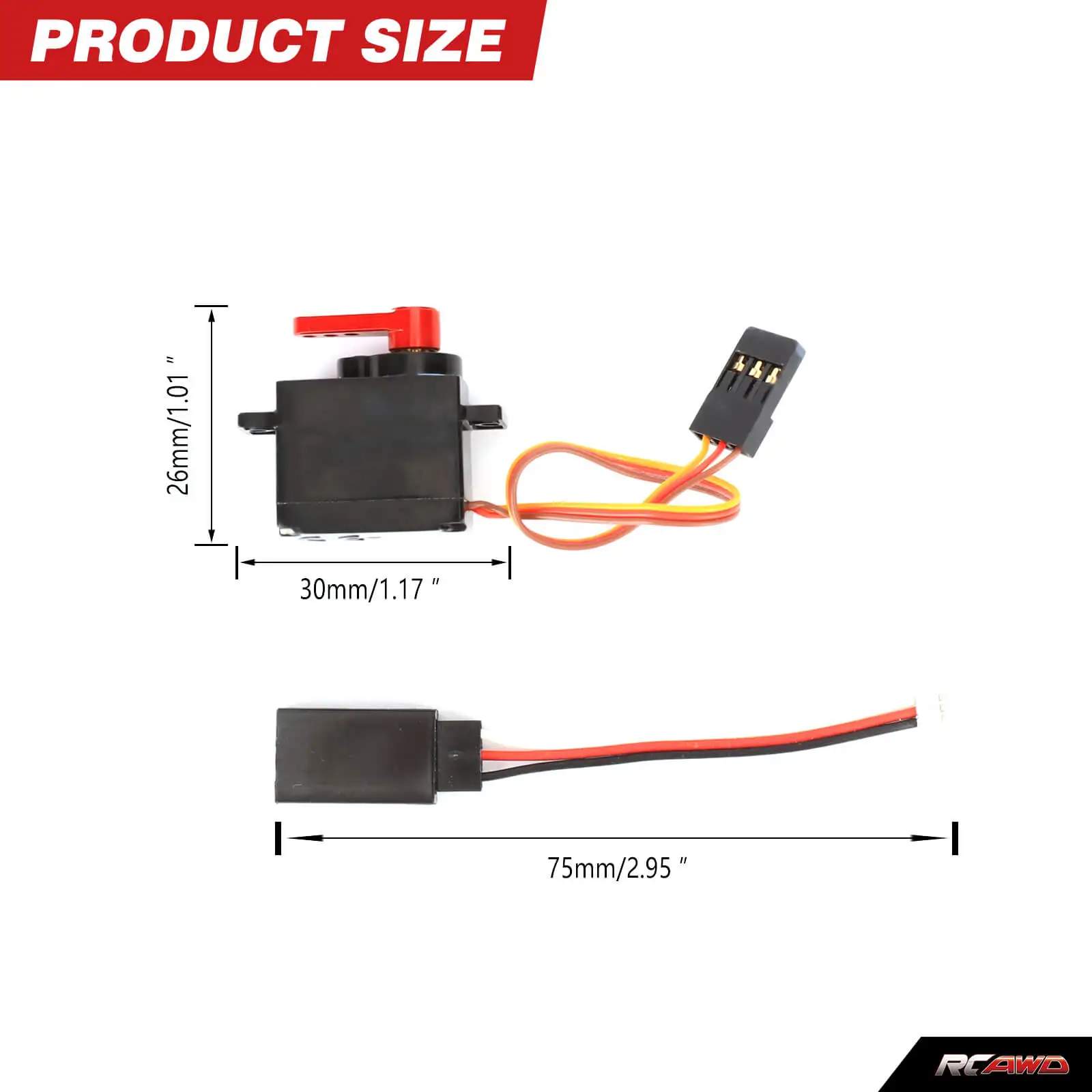 RCAWD FCX24M 9g Metal Gears Servo Kit with 15T Servo Arm For FMS 1/24 FCX24M Land Rover D110 D90 Adapter Wire Upgrade Parts