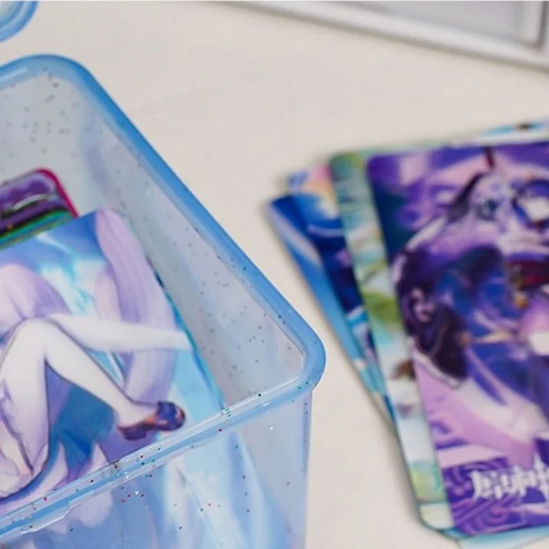 Transparent Glitter Plastic Storage Box Photocards Small Photo Card Box Desk Organizer Box Classification Flip Case Stationery