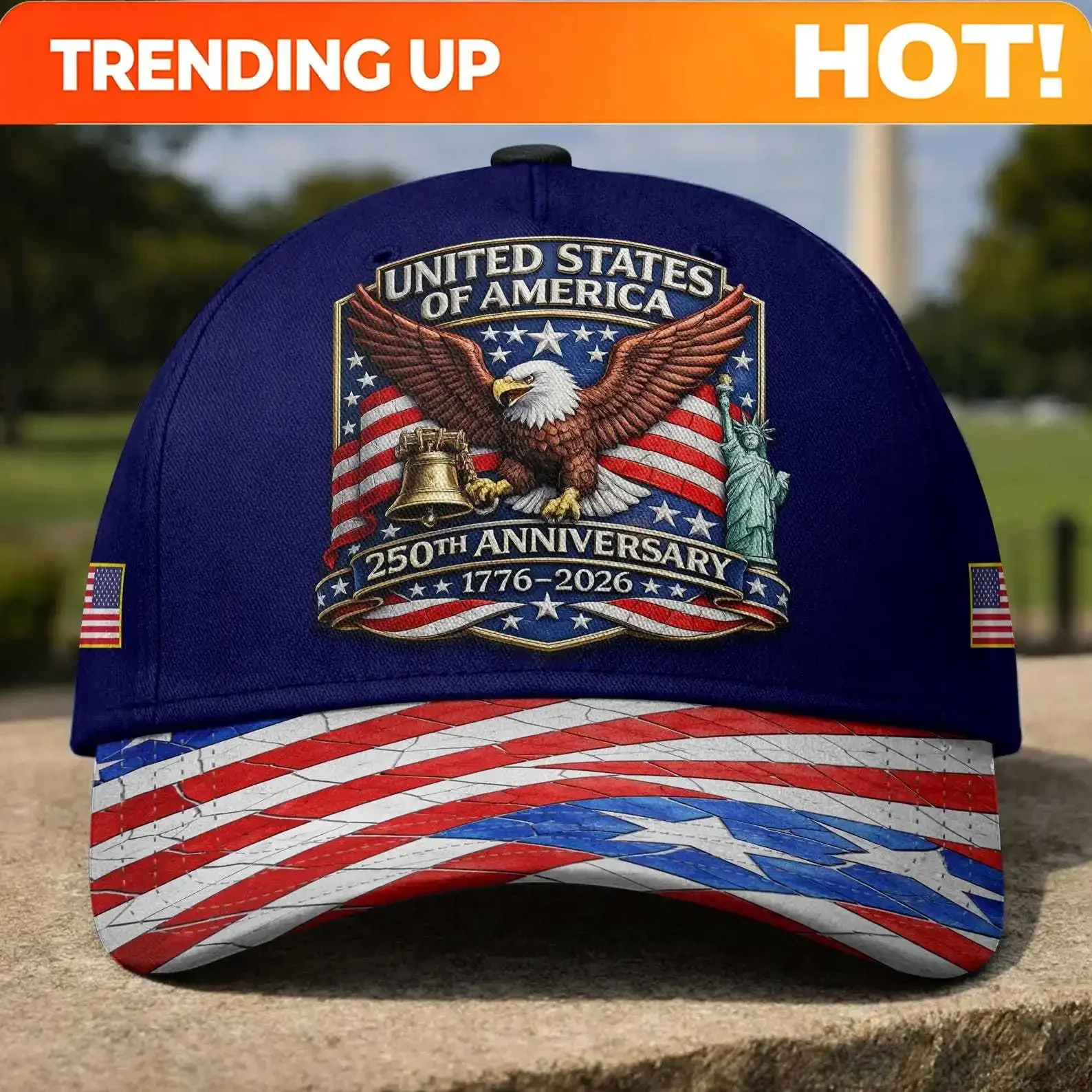 Customization Celebrate 250 Years USA Baseball Cap, Bald Eagle 4th Of July Hat, Statue Of Liberty 1776–2026 Cap, Independence Gi