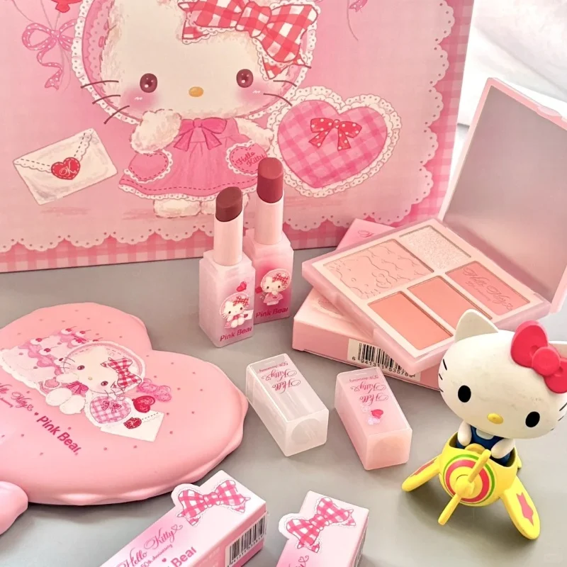 Pinkbear Pico Bear HelloKitty Co name gift box Lipstick glaze eye shadow HelloKitty Cosmetic Set 520 Gift Girl