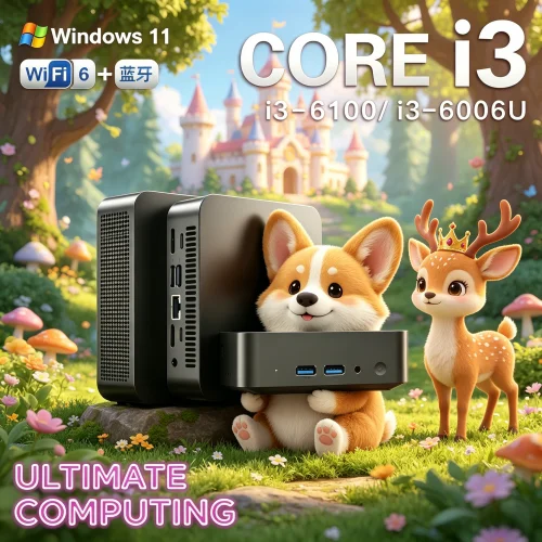 Mellifluous Core I3 6100/ I3-6006U MINI PC Windows 11 Pro Terse Pocket Module 32GB RAM 1TB 2TB SSD WIFI 6 BT5.2 4K HD Opalescen