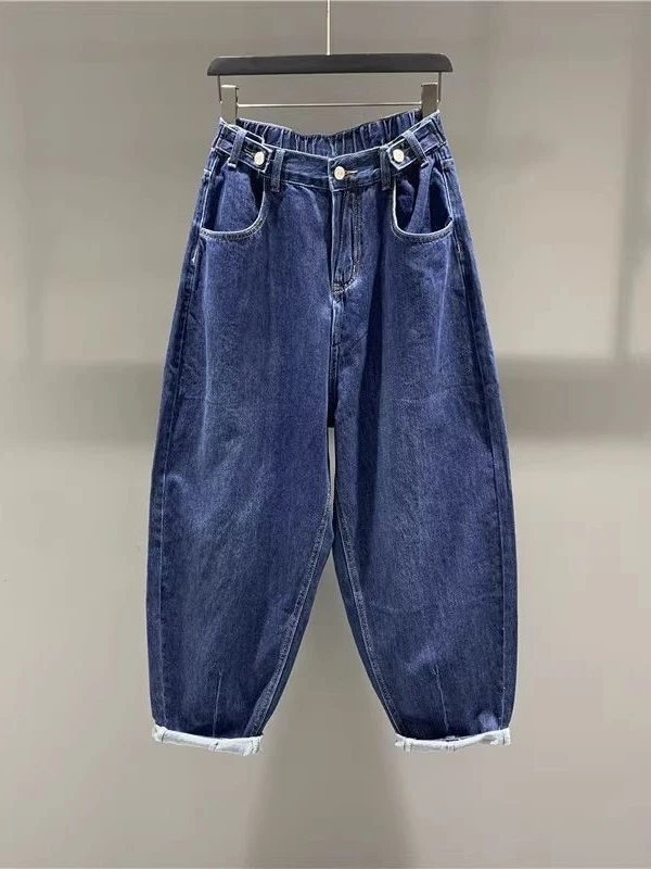 

Мужские джинсы большого размера 300 Pou Waed Denim, повседневные, свободного кроя, осенне-зимние, в корейском стиле, универсальные, в стиле Dad Pants, ретро, с эффектом потертости