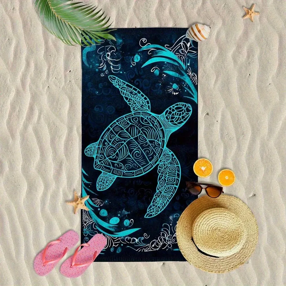 Boho Sea Turtle Beach Towel Patterned Sunscreen And Windproof Suitable For Swimming Pool Camping Travel Blanket