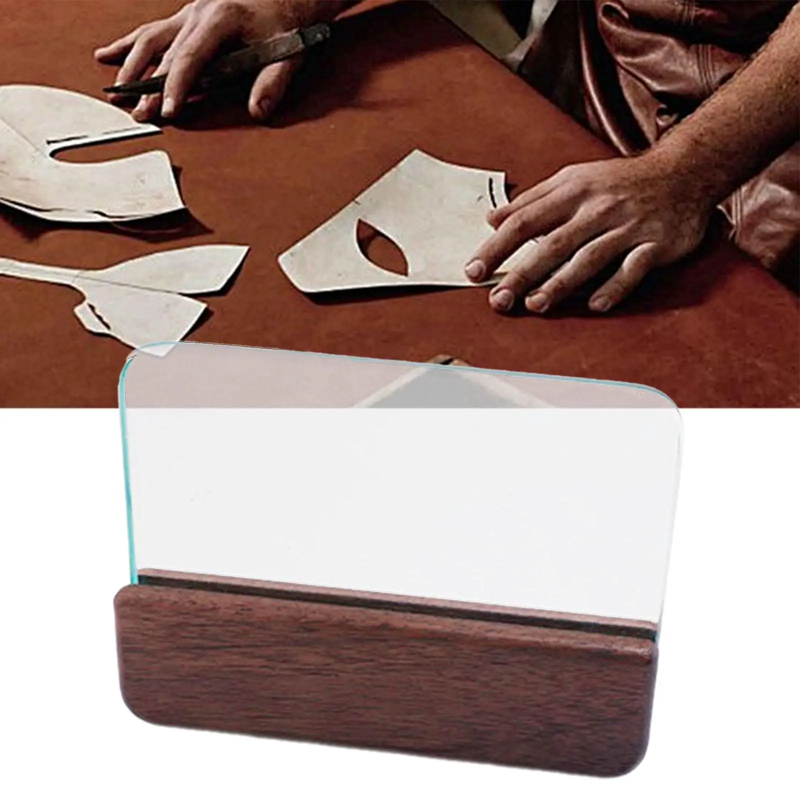 

Professional Glass Slicker Burnishing Block Leather Polishing Tool with Wood Handle for Leather Crafting Set