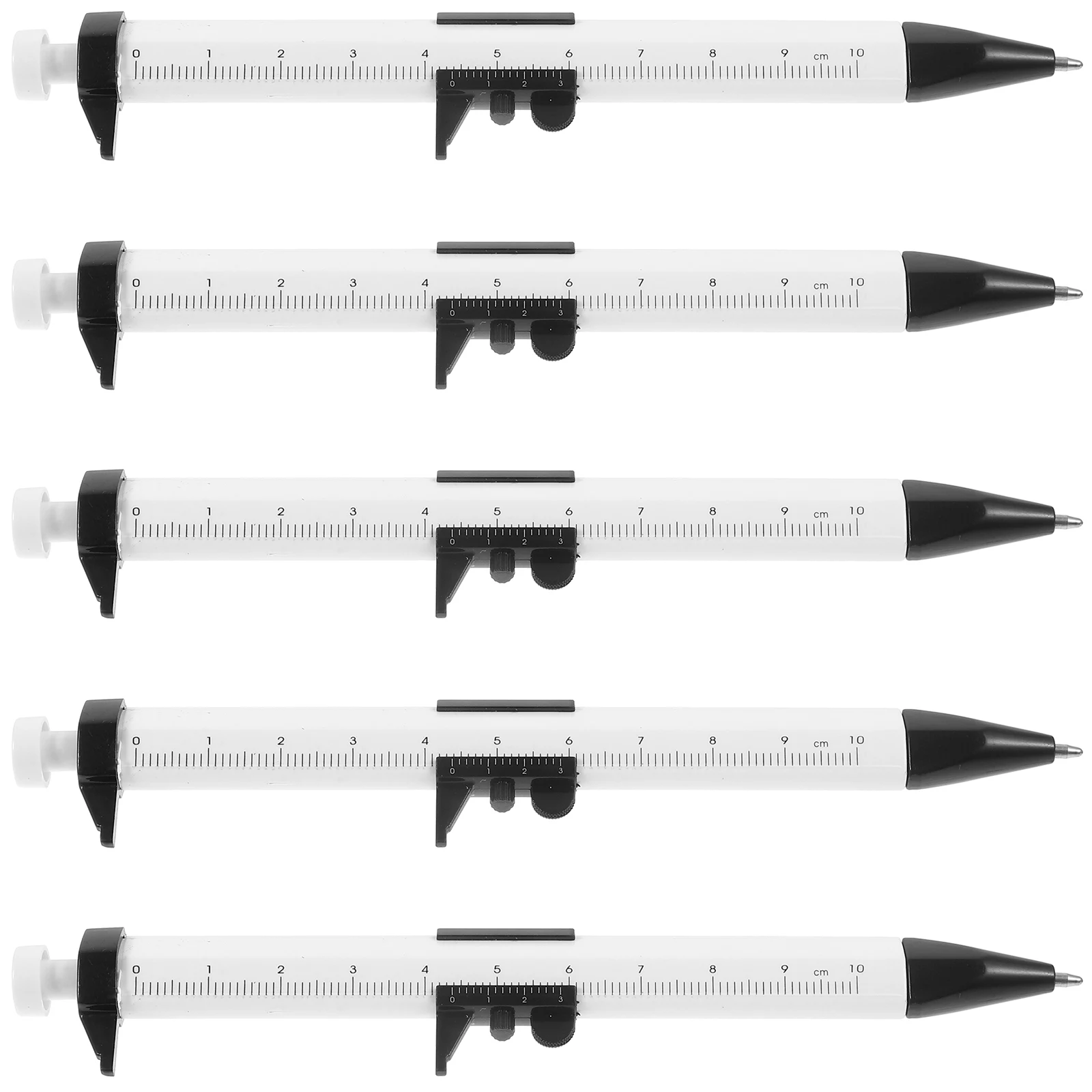 

5pcs Caliper 0 100mm Plastic Creative Measuring Tool Portable Writing Pens Red Caliper Ballpoint Pens
