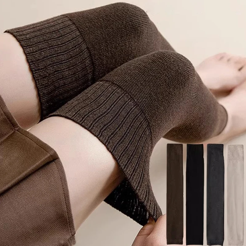 Femmes genouillères hiver confort tricoté chaussettes de genou poignets thermiques chaud Plus velours longue jambe chaussette botte manchette genou haute longue chaussette