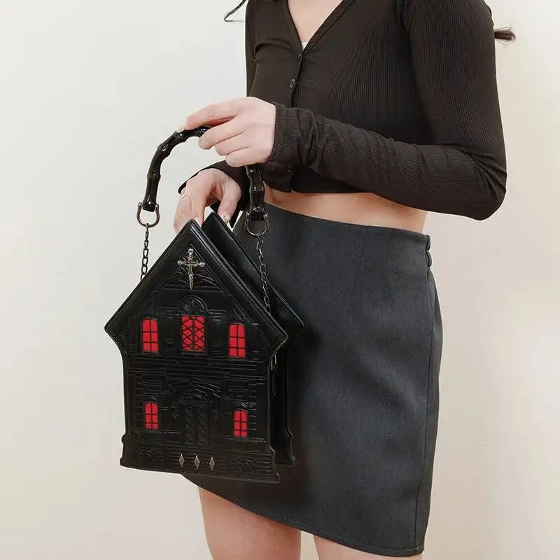 

Хэллоуин забавная сумка через плечо женская маленькая квадратная сумка из искусственной кожи в форме дома сумка женская милая сумка