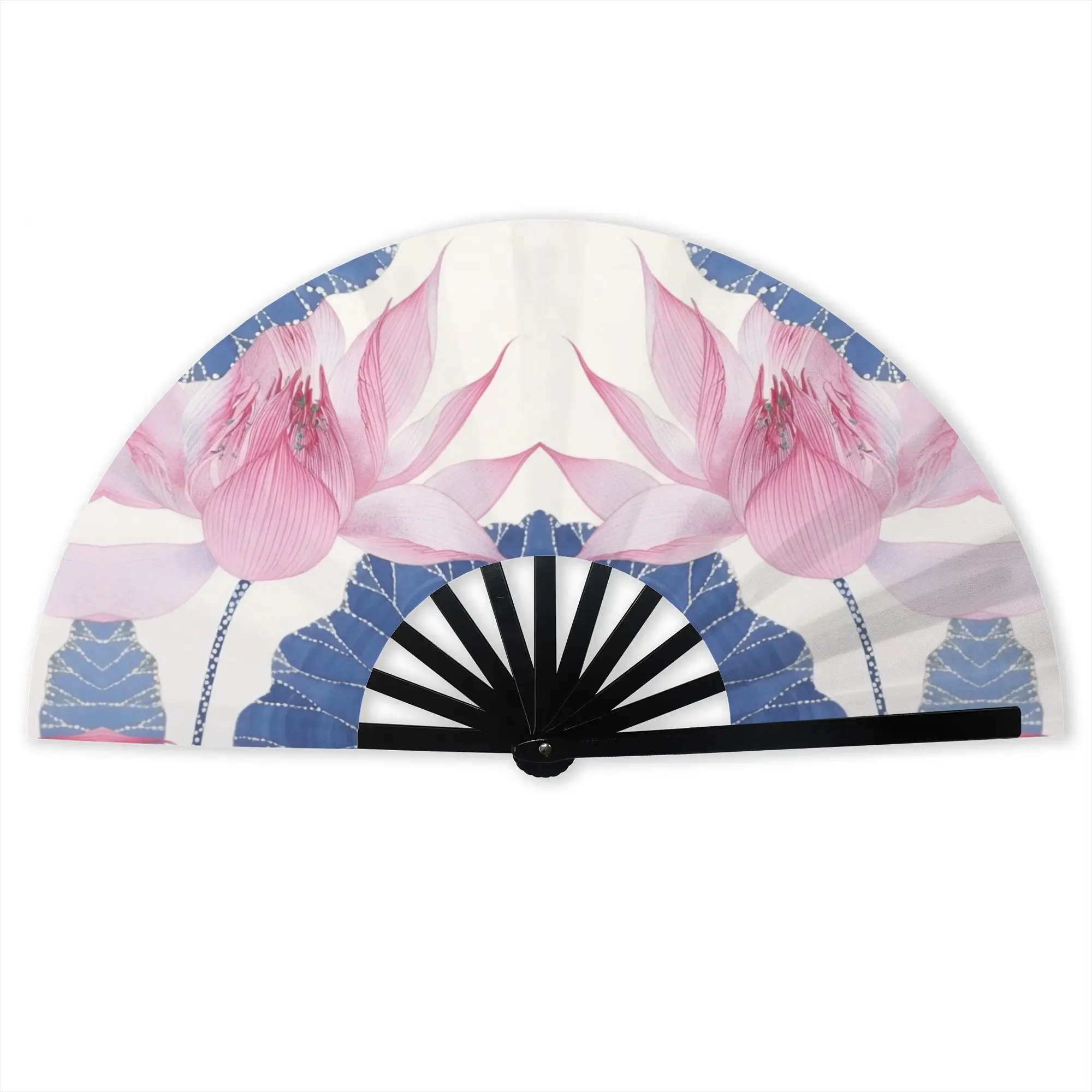 Custom Lotus and Peony Promotional Gift Hand Fan Party  Durable Folding Fans Unique Bulk Pack Fan