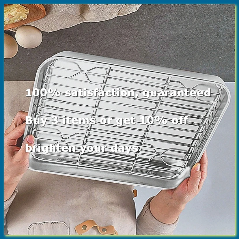 9 Inch Toaster Oven Tray and Rack Set, Small Stainless Steel Baking Pan with Cooling Rack,Dishwasher Safe Baking Sheet