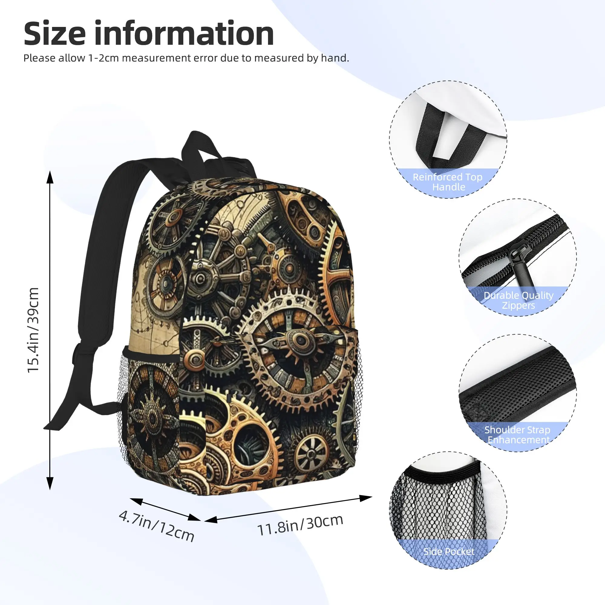 Intricate Steampunk Gears Assembly Backpack Hot Sale Daypack Boys Girls BookBag Shoulder Bags for Men Women School Bag