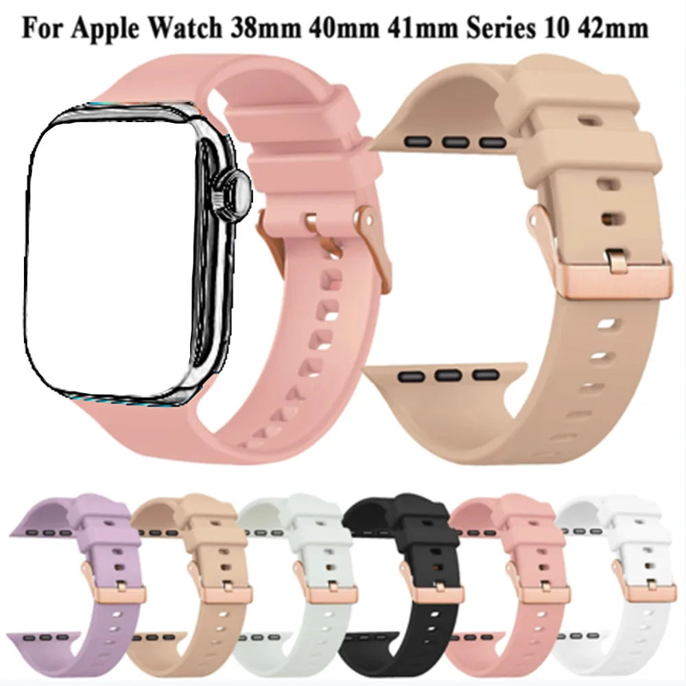 실리콘 스포츠 스트랩 밴드 팔찌 애플워치 시리즈 10 42mm 9 8 7 41mm 6 5 4 40mm SE 40mm 손목밴드 시계줄 액세서리
