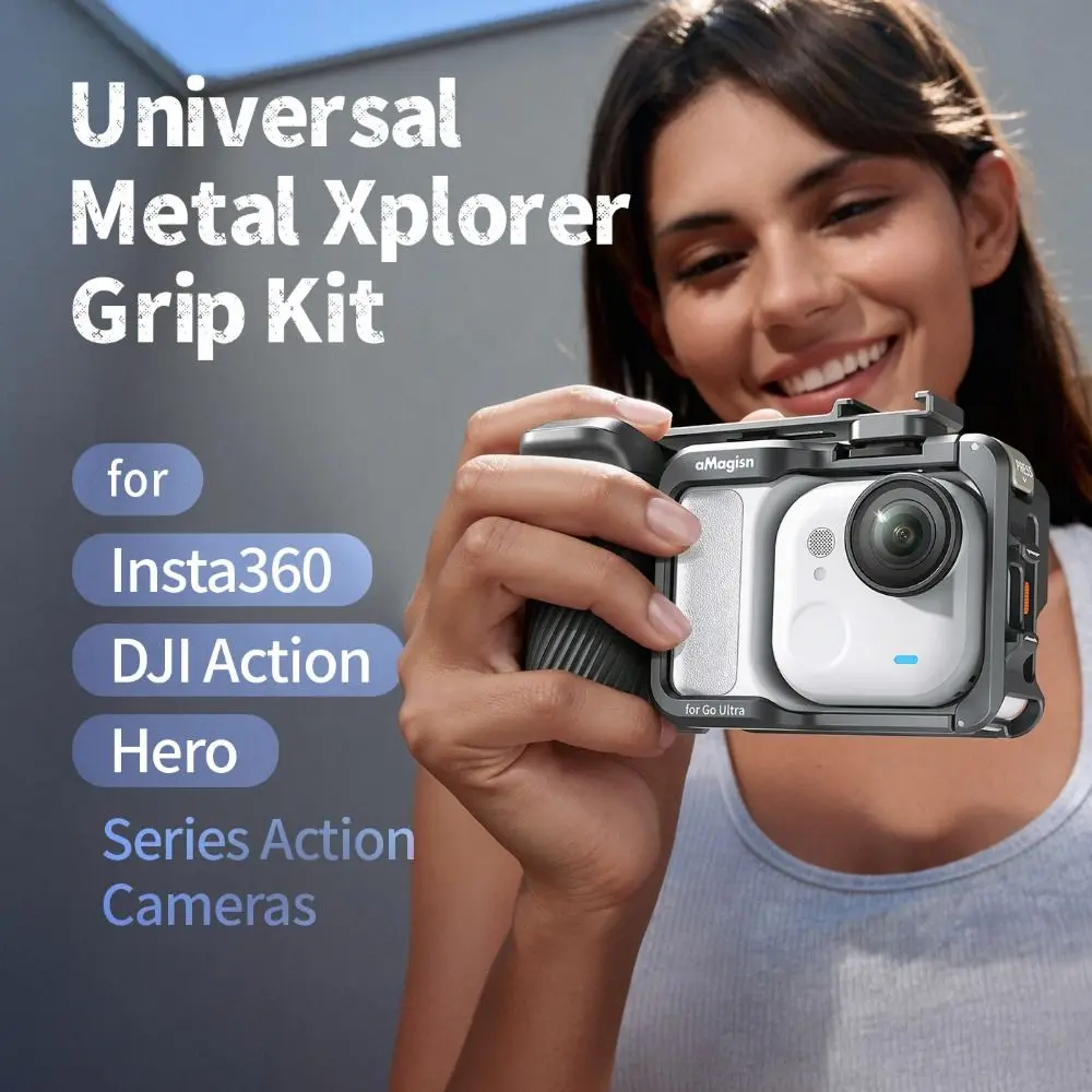 

Aluminum Alloy Xplorer Grip Kit Handle Street Grip Vlog Holder for DJI Action 5Pro/4/3/Insta360 Ace Pro 2/GO Ultra