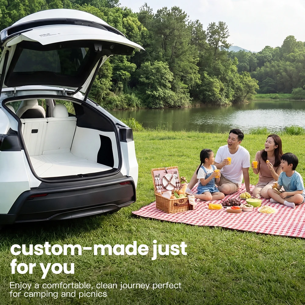 YZ Custom for Tesla Model Y Juniper 2025 2026 Fully Trunk Mat All-Weather Nappa Leather Trunk Liner Waterproof Car Accessories