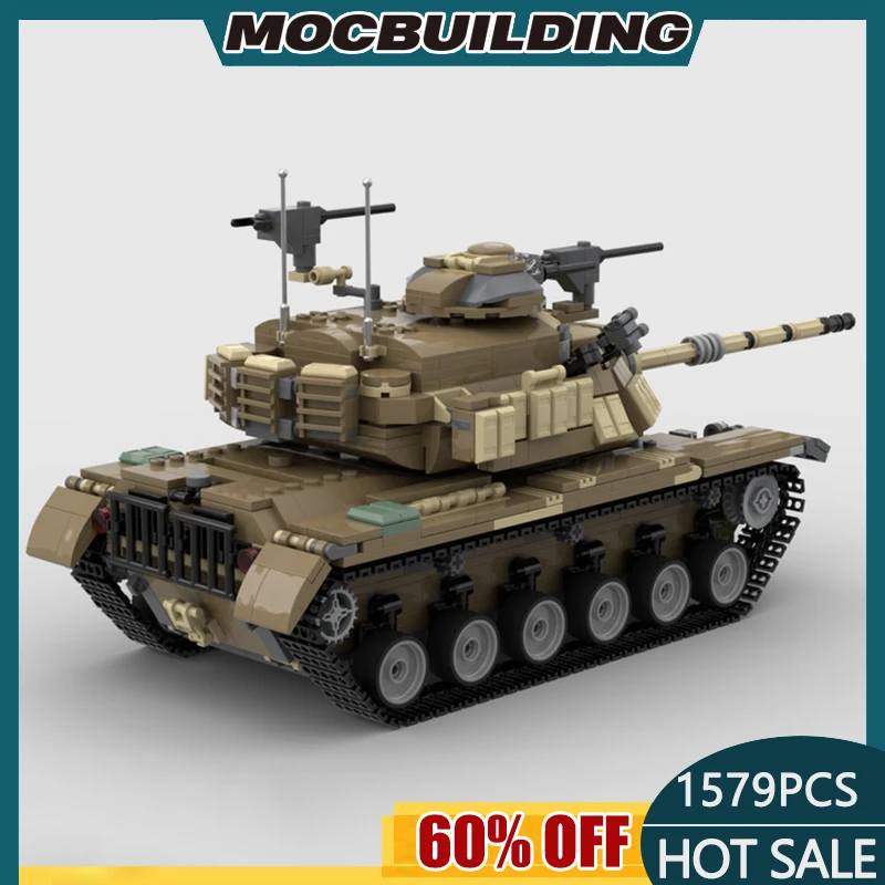 

1579P Moc M60A3 Patton Magach Building Bricks Military Model Technology Modular Blocks Gifts Toys For Children DIY Sets Assembly