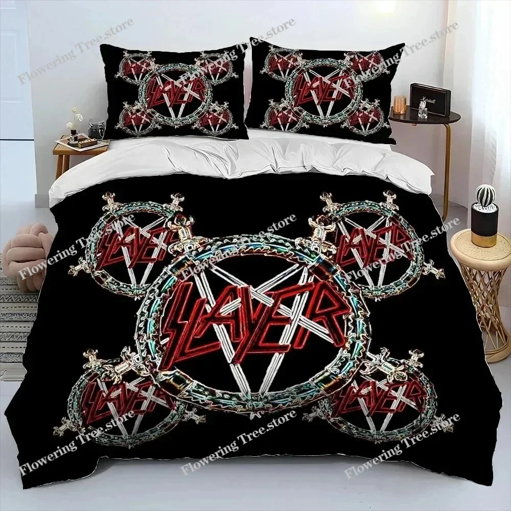 

Slayer Heavy Metal Band Music Comforter Bedding Set,Duvet Cover Bed Set Quilt Cover Pillowcase,king Queen Size Bedding Set Kids