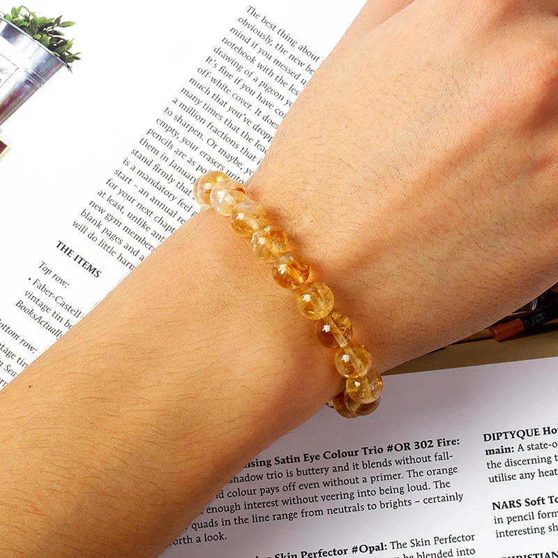 5A Citrine Stone of Wealth Bracelet Men Yellow Creastly Positive Energy Beads Bracelets for Women Energy Healing Jewelry Pulsera