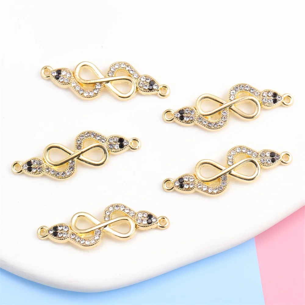 10pcs Wholesale Zinc Alloy Snake Charm Rhinestone Infinite Loop Jewelry Connector DIY Girl\'s Anklets Bracelet Unfading