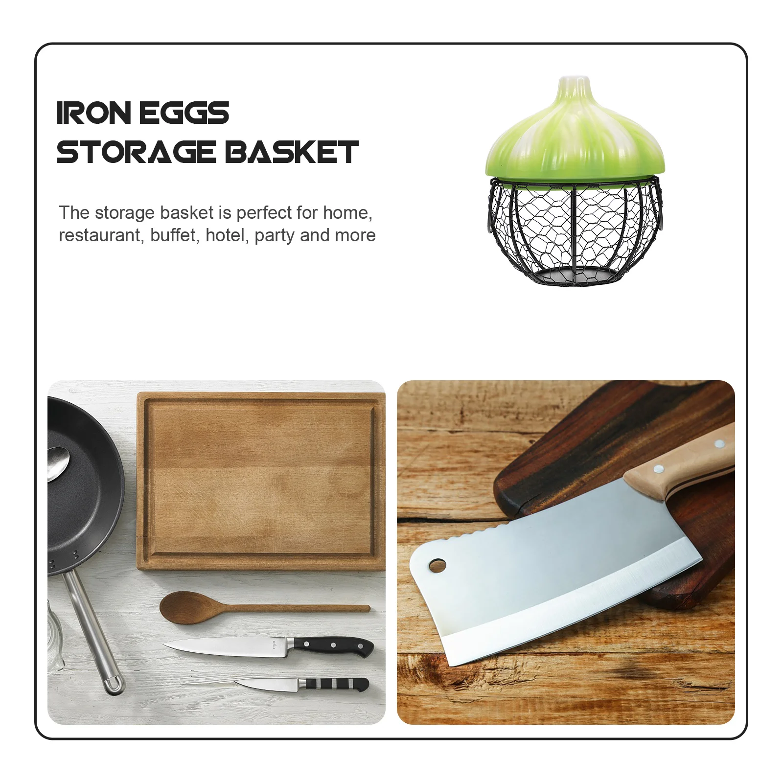 

Ceramic Lid Iron Storage Basket Garlic Egg Organizer Countertop Kitchen Decorative Basket for Home Restaurant Buffet Space