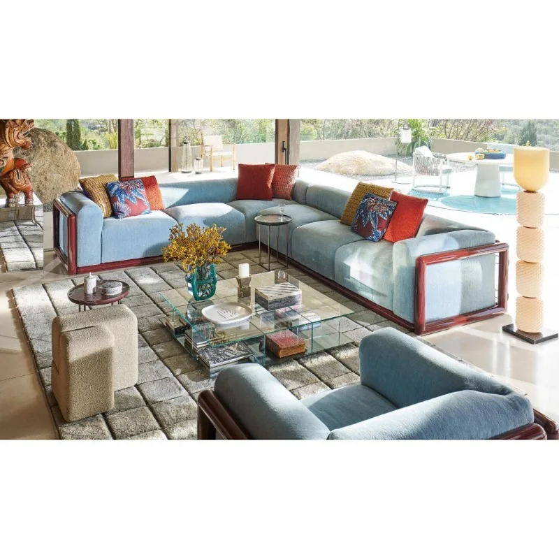 Italian minimalist style new designer creative living room sofa, new Chinese solid wood fabric vertical sofa