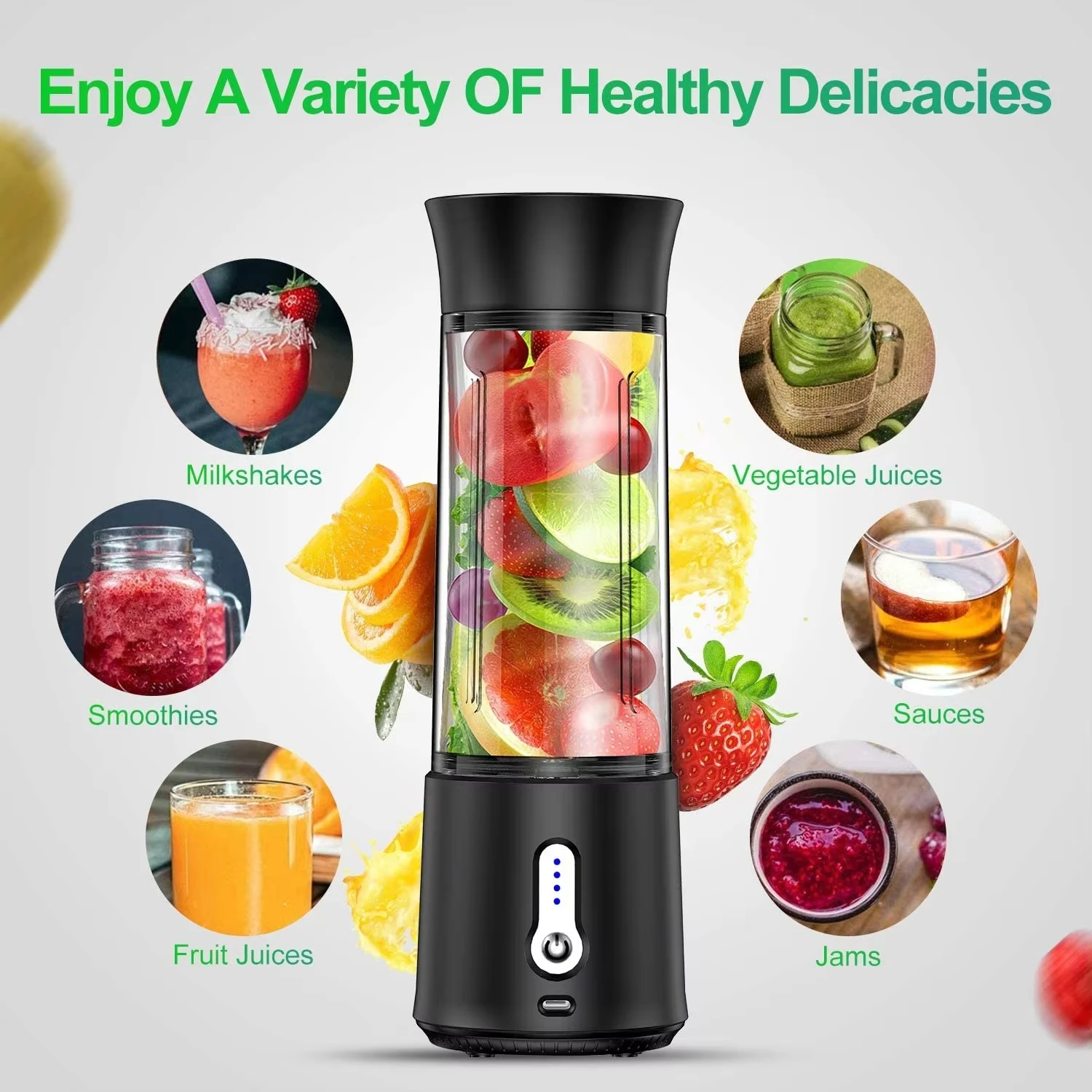 500ml Portable Juice Blender 4000mah Usb Fresh Juice Rechargeable Smoothie 150w Personal Juicer Cup Fruit Mixer Machine