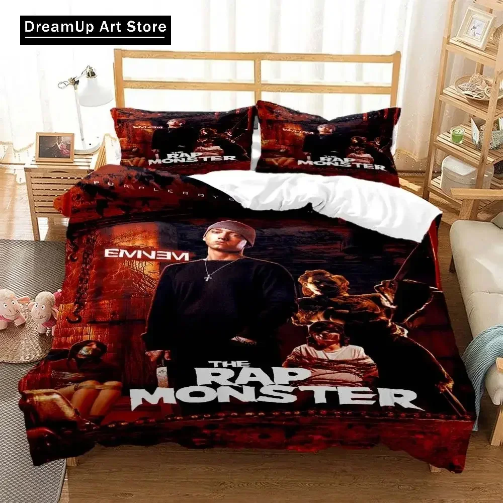 

3D Print Fashion Hip Hop Rapper Eminem Bedding Set Boys Girls Twin Queen Full Size Duvet Cover Pillowcase Bed Adult Bedroom