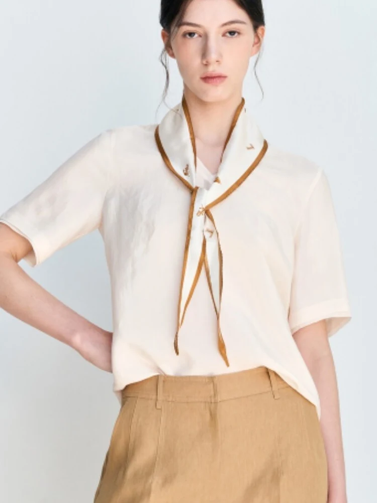 

Summer New Style Korean Version Fashion Casual Versatile Skin-friendly Comfortable Loose Slimming Silky Smooth Silk Scarf Top