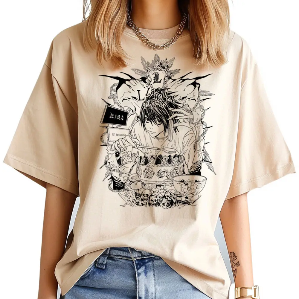 Death Note t-shirt teen Psychedelic Breathable 80s Gothic aesthetic hip hop shirt Pastel women kawaii 2000s hip hop harajuku