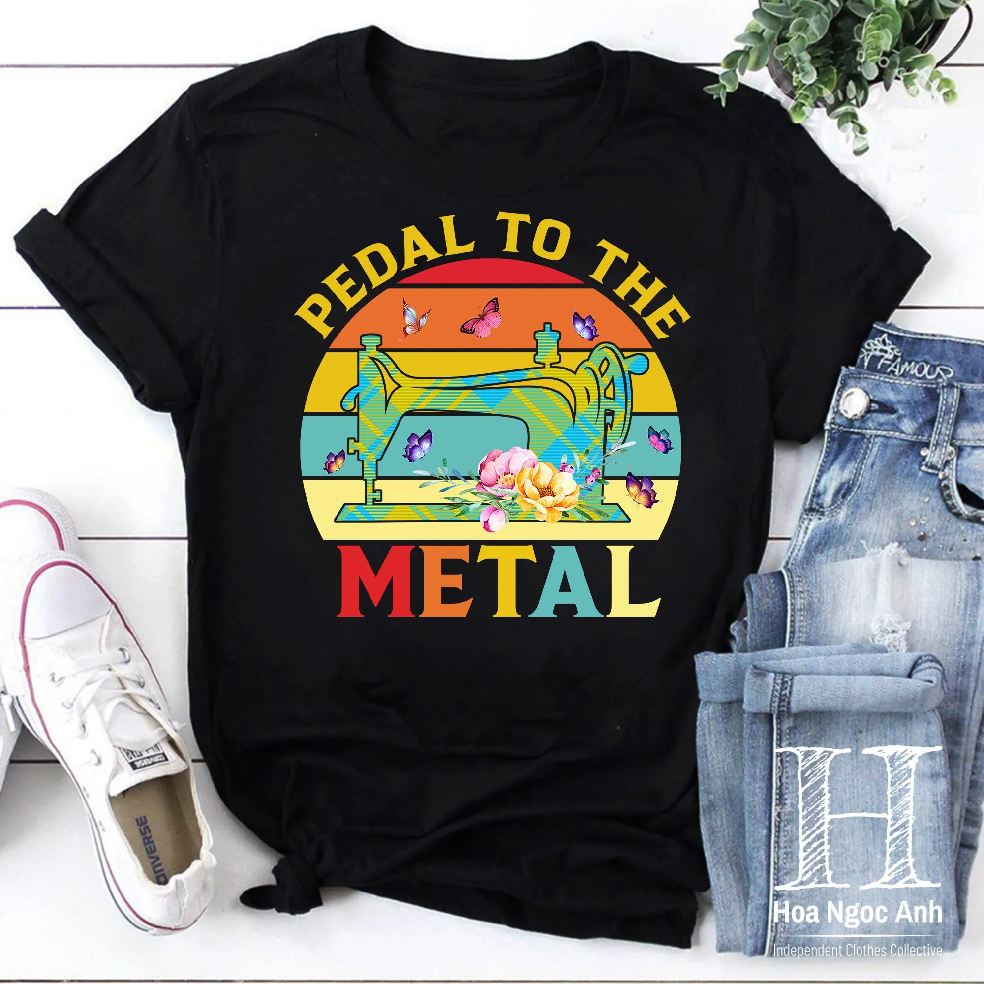 Pedal To The Metal Love Saw Flower Style Mom Vintage T Shirt Sewing For Mother Day Best