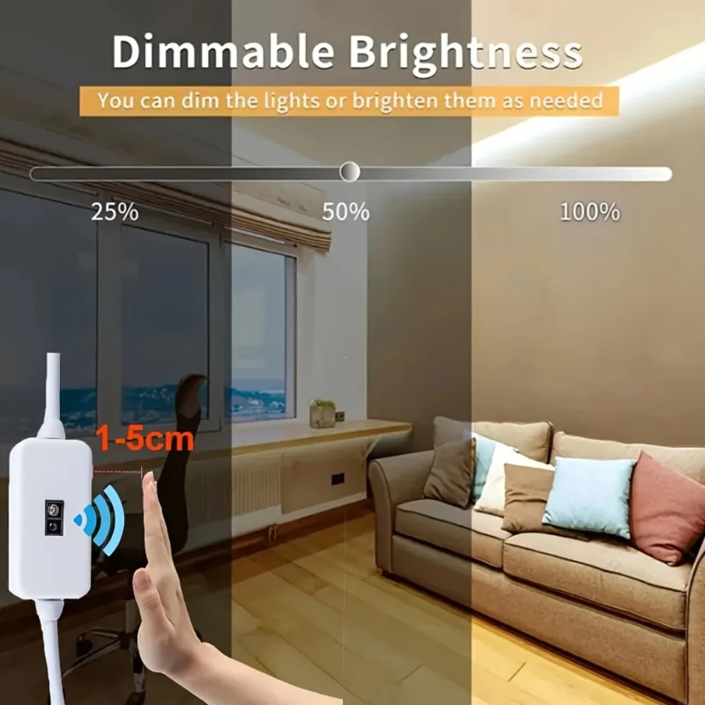COB LED Strip Light 5V USB Hand Sweep Sensor Switch Tape Lamp Dimmable Flexible Lights For DIY TV Mirror Backlight Kitchen Room