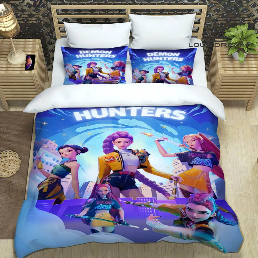 KPop Demon Hunters – ensemble de literie de dessin animé, fournitures de lit exquises, housse de couette, ensemble de literie de luxe, cadeau d'anniversaire