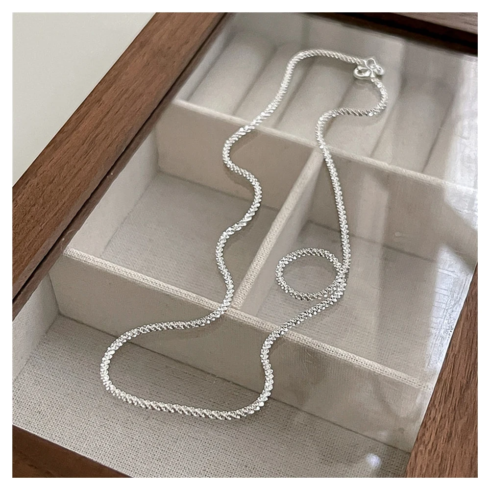 TZgrams 925 Sterling Silver Simple Chain Elegant Necklace For Lady Exquisite High Quality French Fine Jewelry Best Gift