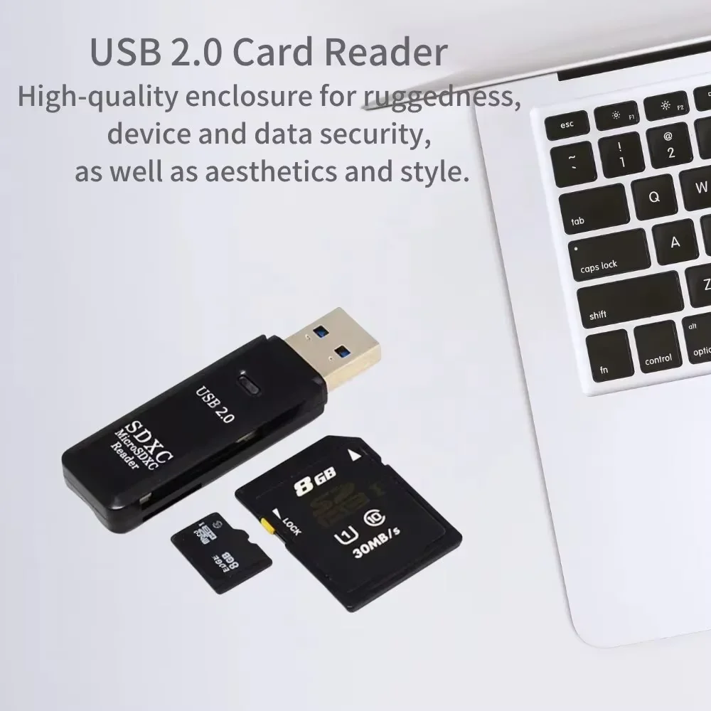 2-in-1 USB 2.0 Card Reader, High Speed SD/TF Card Adapter, Portable Memory Card Reader for Camera Phone Computer