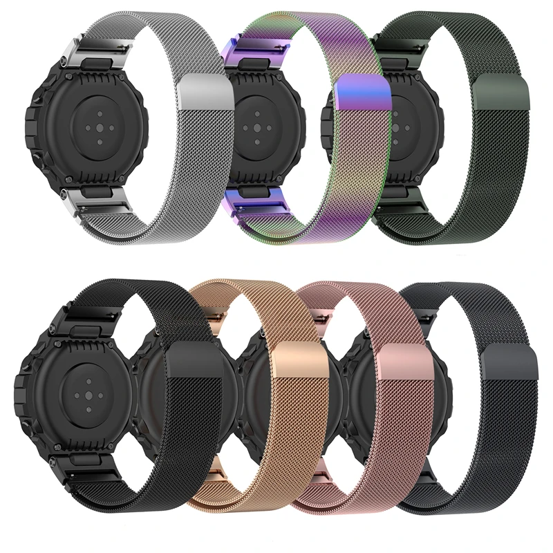 Milan Magnetic Loop Strap For Xiaomi Amazfit T-Rex pro Wriststrap Bracelet Correa For Amazfit T-Rex 2  Milanese Metal Watchband