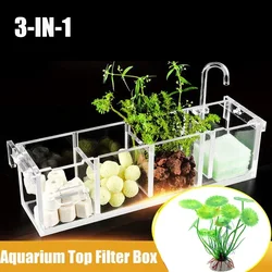 3-IN-1 Acrylic Aquarium Filter Box Transparent Fish Tank External Silent Wall Mounted Water Purification Filter Aquatic Supplies