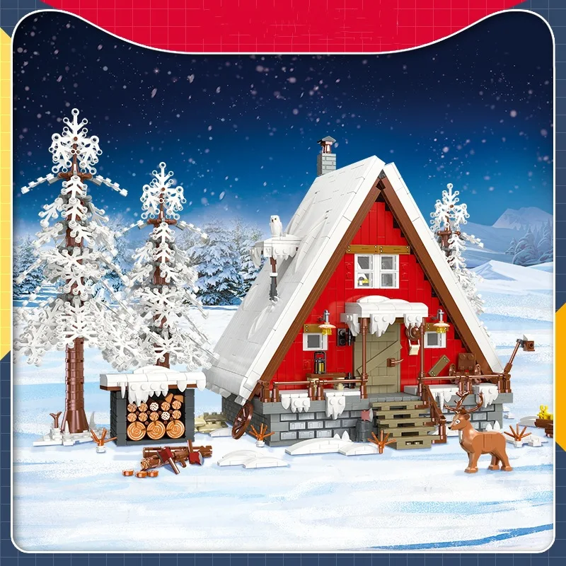 2355Pcs Santa's Cabin Building Blocks Christmas Santa Claus House City Street View Architecture Bricks Toys For Children Adults