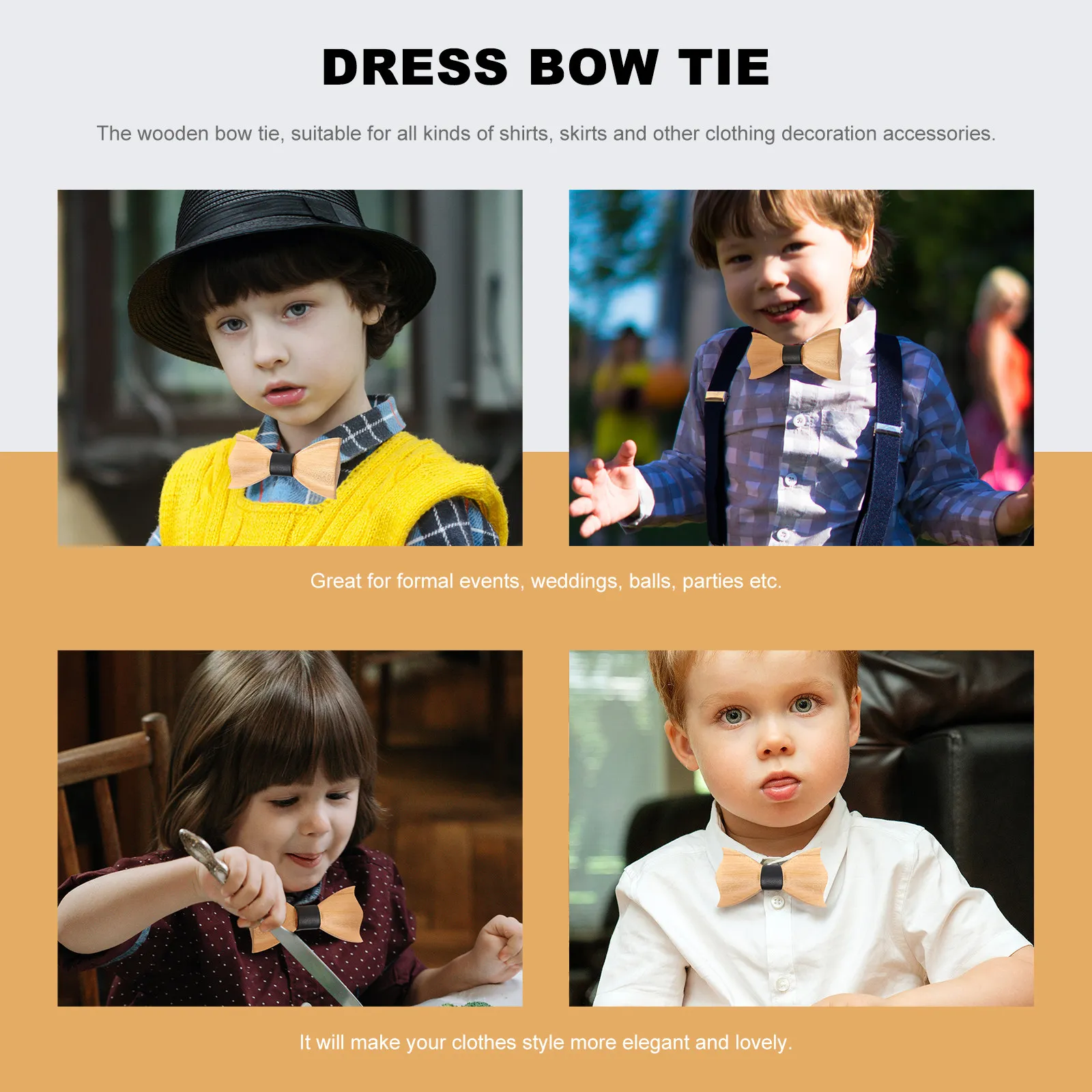 

Детский галстук-бабочка (1 шт.) для торжественных мероприятий, свадеб, праздников, рубашек, с 3D деревянным дизайном