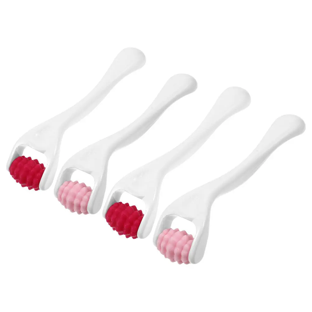 4 Stück Silikon-Augenroller, Mini-Gesichtsmassagegerät, wiederverwendbares, glattes Hautpflegegerät für Gesicht, Hals, Muskelmassage, tragbares Schönheitsgerät