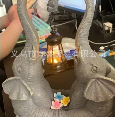 Elephant Couple Resin Figurines- Romantic Garden & Home Decor, Fairytale Outdoor Ornament