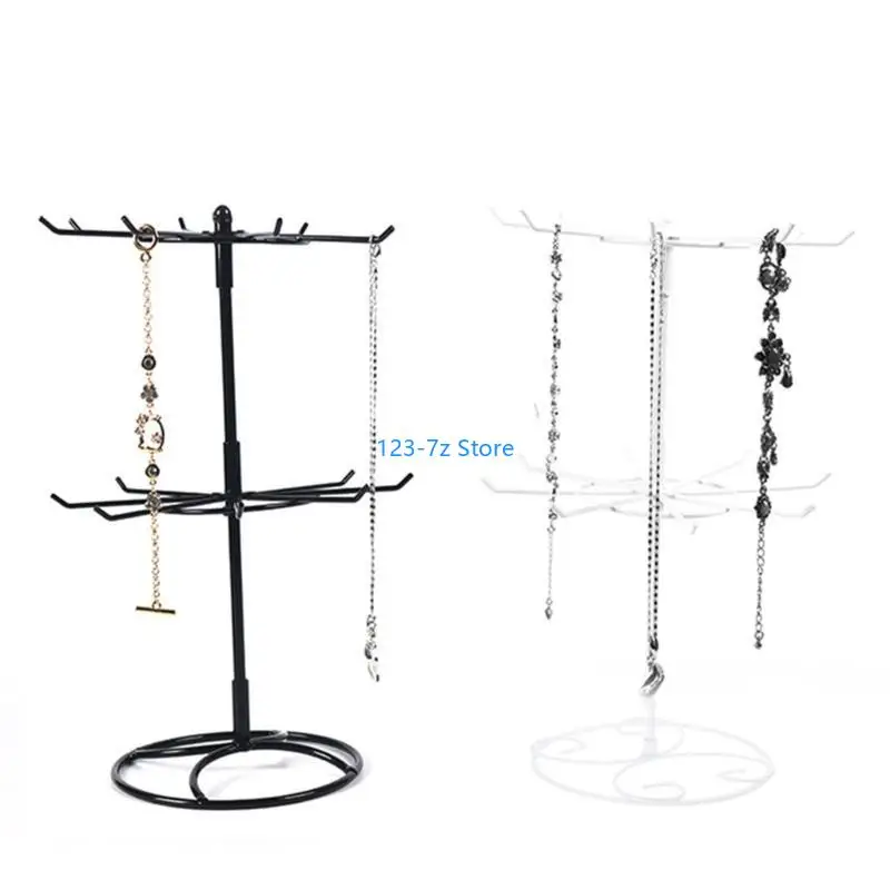 

A9BF Rotating Iron 2-Tier Revolving Stand Rack Jewelry Display Hanger Counter Top
