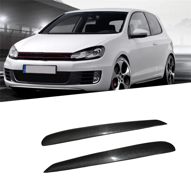 

Durable-Car Carbon Fiber Headlights Eyebrows Eyelids Cover Eyelash Head Light Stickers For VW Golf 6 GTI MK6 2008-2012