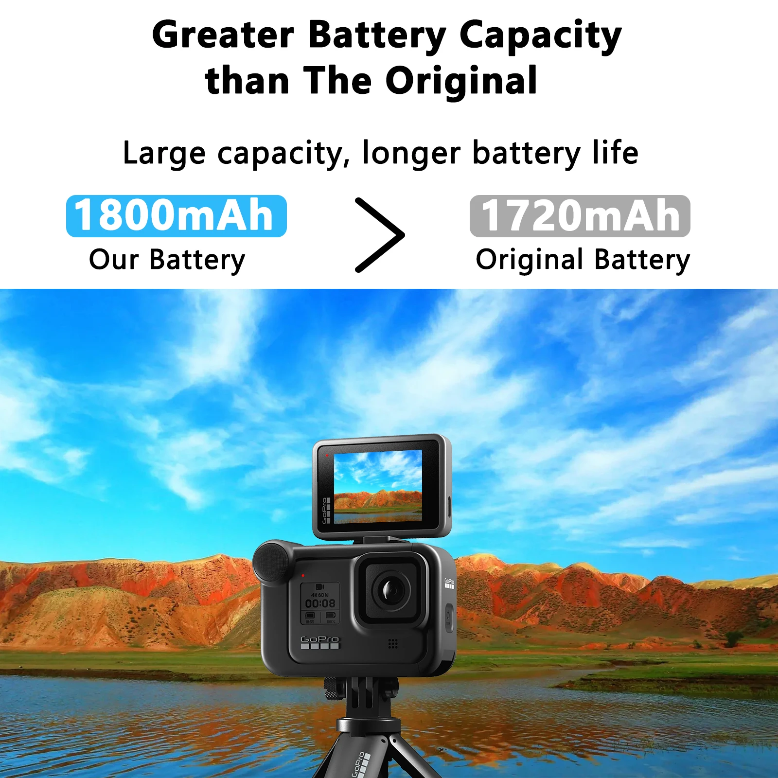 Original Batmax Battery for Go Pro Hero12 9 10 11 Black Cameras and 3-Port Fast Charger for GoPro Action Sports Camera