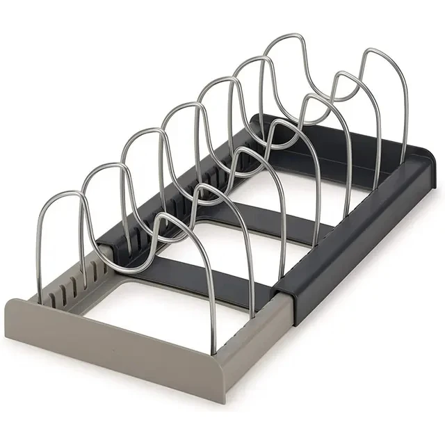 Expandable Stainless Steel Kitchen Rack Storage Organizer Holder for Pan Pot Lid Cutting Board Dish Drying Cookware Cabinet