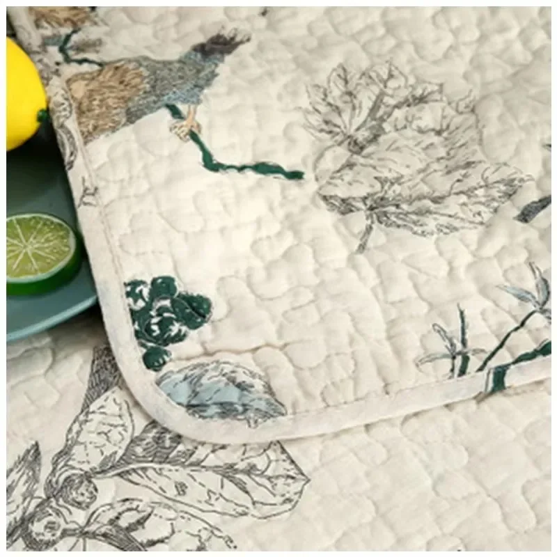 180x220cm Printed Cotton Quilt 1-Piece Quilted Throw Blanket & Bedspread on the Bed Twin Size Sofa Cover CHAUSUB Summer Coverlet